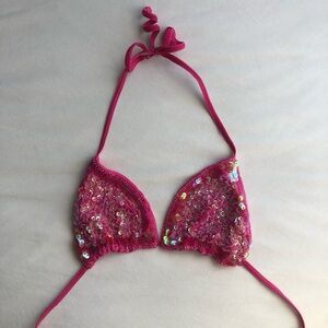 La Vie En Rose Pink Sequin Bikini Top